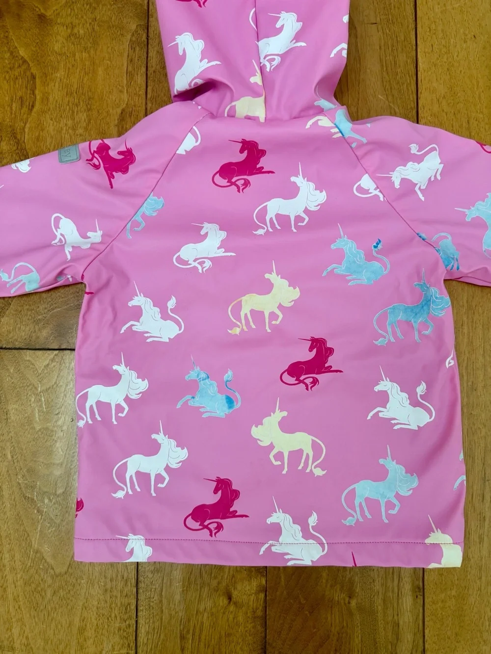 Hatley Girls Color Changing Unicorn Raincoat Pink Terry Lined Size 3